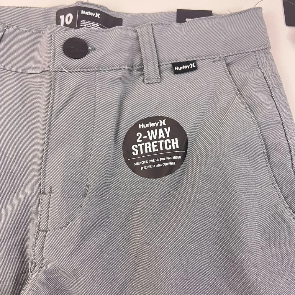 Hurley H20 Dri Boys Size 10 Walking  Shorts Cool Gray ‎ Adjustable Waist